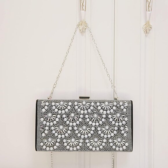 🆕Women Black Satin Fashion Party Evening Handbag Elegant Clutch Bag Accessories - Picture 6 of 8